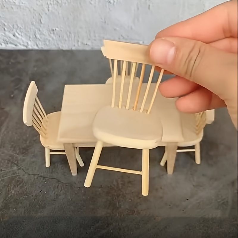 Muebles En Miniatura Casa Muñecas 1:12 Silla Madera Modelo - Temu Chile