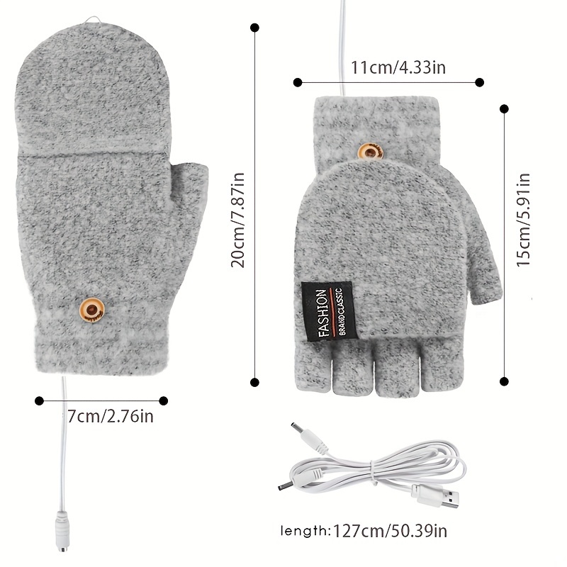 Unisex Usb Heating Gloves Knitted Hand Half Heated - Temu Canada