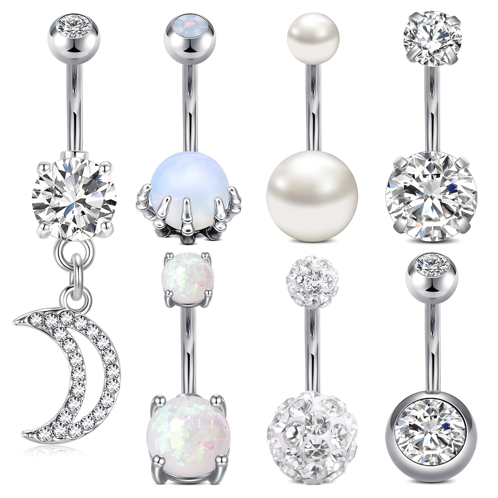 Unisex Titanium Steel Belly Button Ring Set, All Match