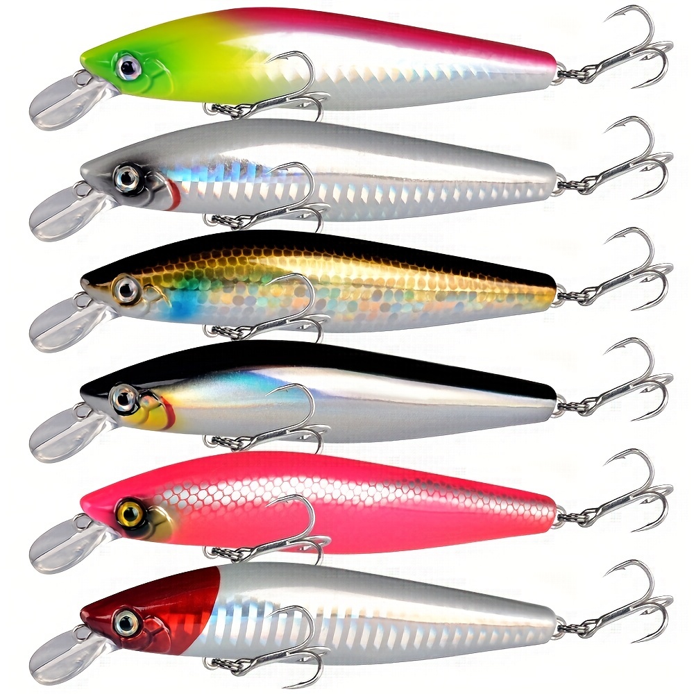 6pcs Bionic Hard Bait Fishing Lure with Treble Hooks - Long Casting and  Sinking Minnow for Effective Fishing Tackle