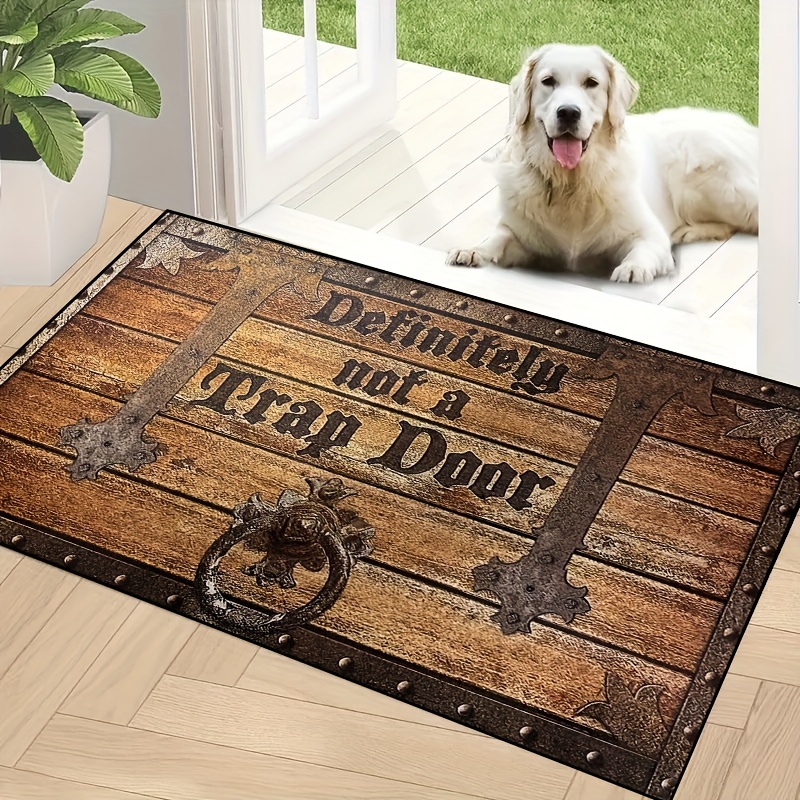 Wooden Box Trap Print Doormat, Dirt Resistant Rug, Low Pile Indoor