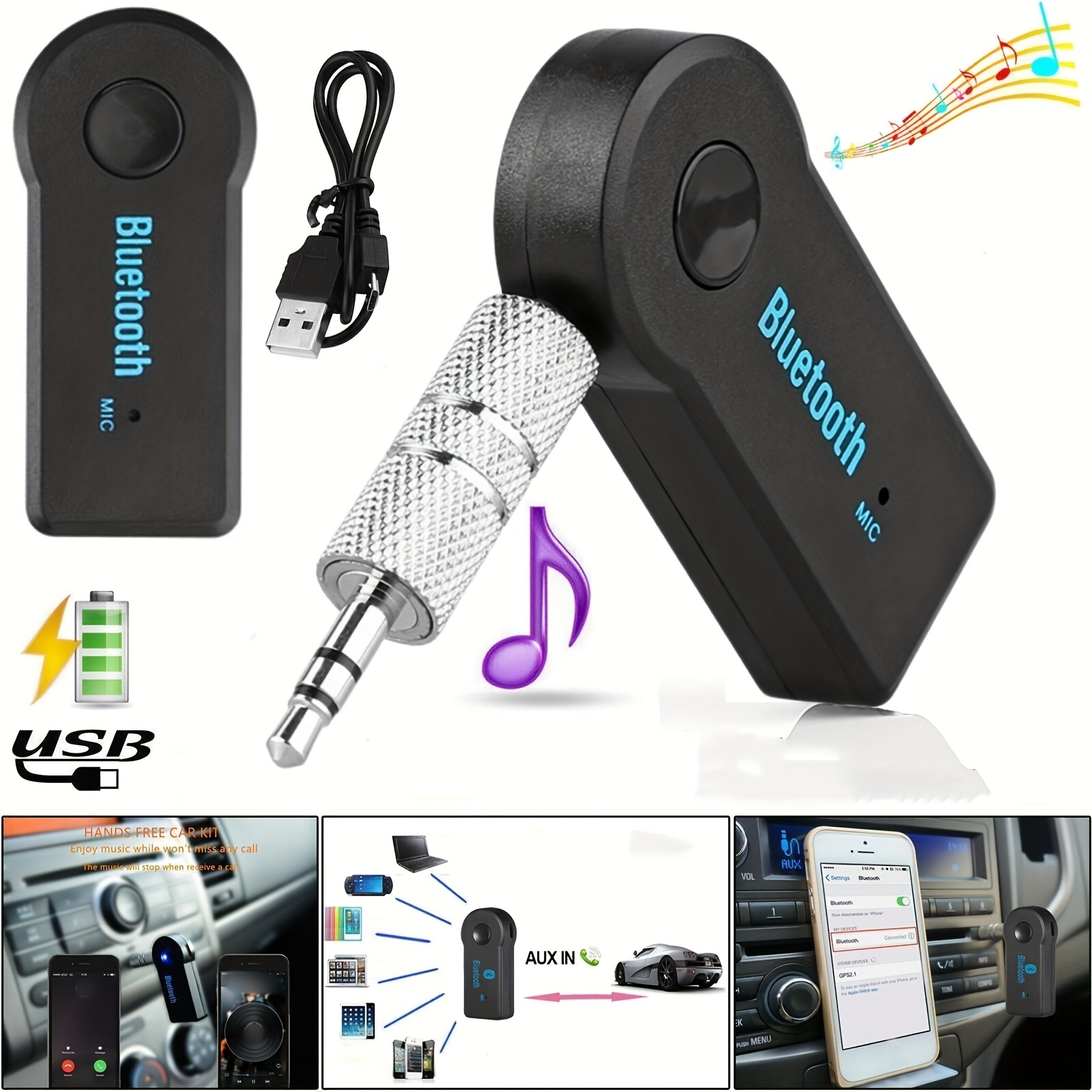 2 In 1 Wireless 5 0 Receiver Adapter 3 5mm Jack Car Music Audio Aux A2dp  Headphone Reciever Handsfree, Check Today's Deals