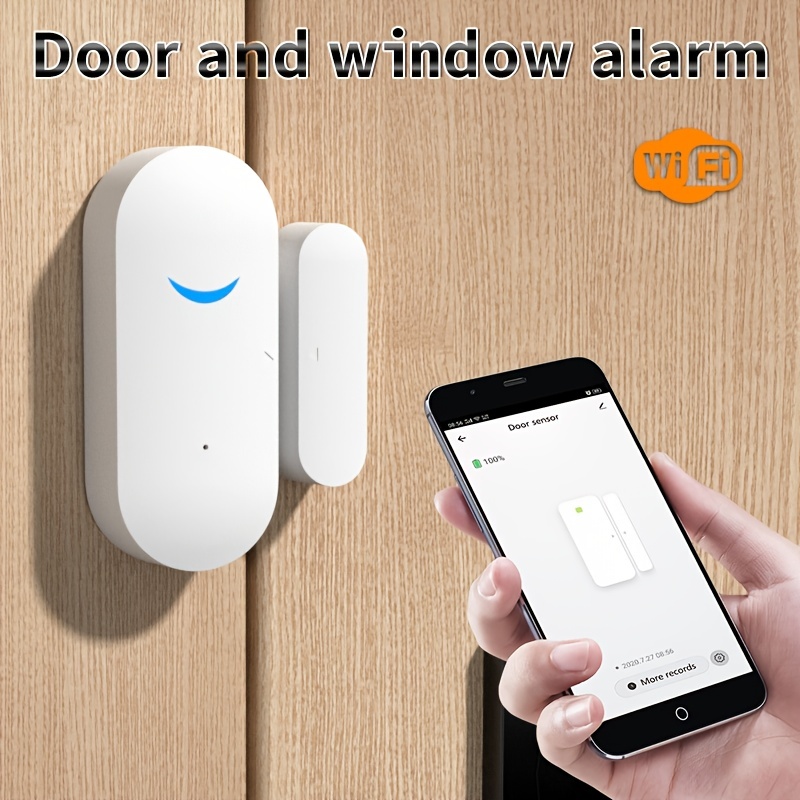 Paquete de 2 sensores de puerta WiFi: sensor de contacto de ventana  inteligente, alertas de aplicación gratuitas, programable con dispositivos