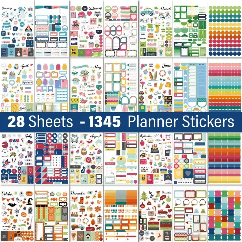 Aesthetic Planner Stickers For Fun Planning - 28 Sheets / 1345 Monthly  Planner Stickers For Productivity Work, Seasonal Holiday Planner Stickers  Perfe