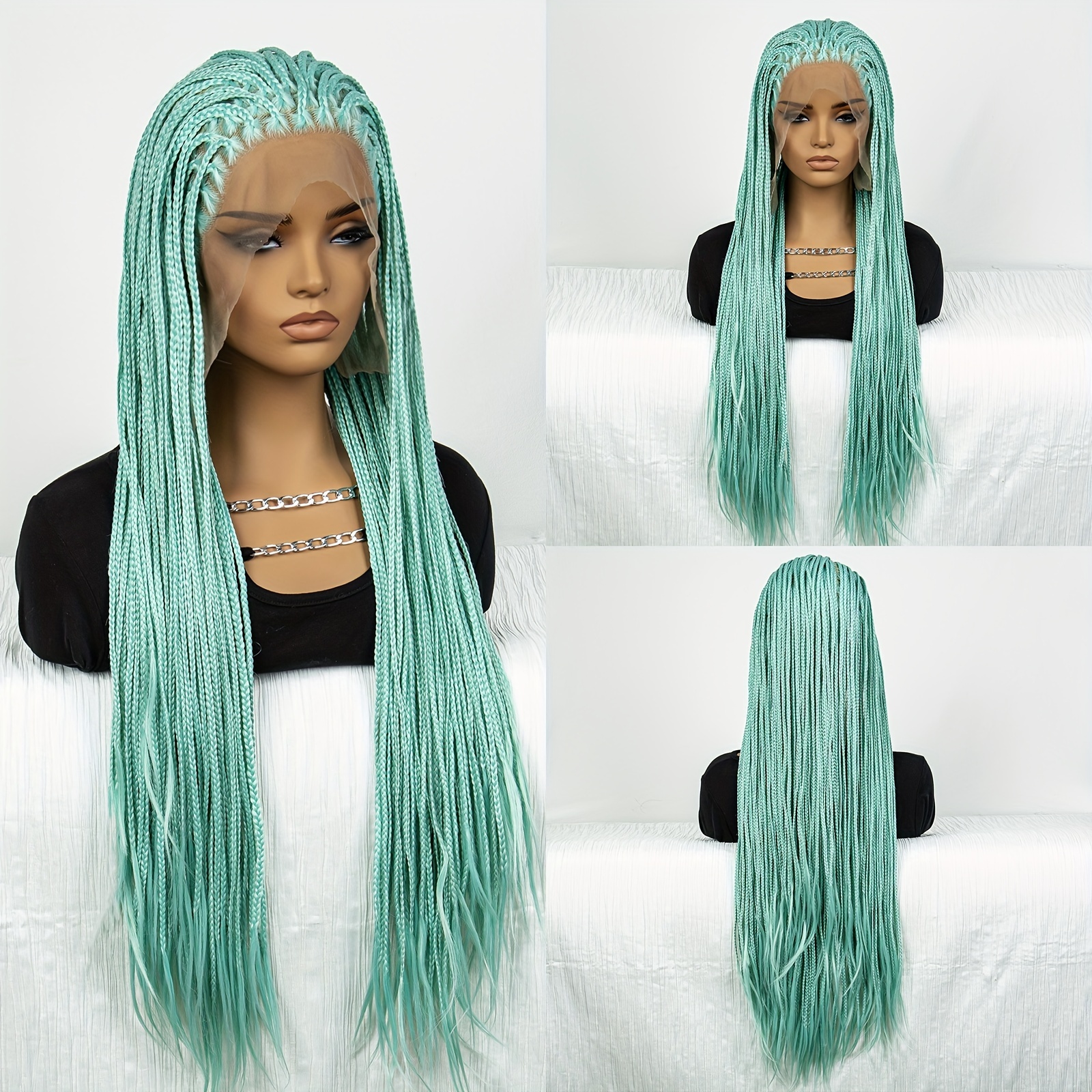 Colorful Braid Wig Synthetic Lace Front Braid Wigs Heat - Temu