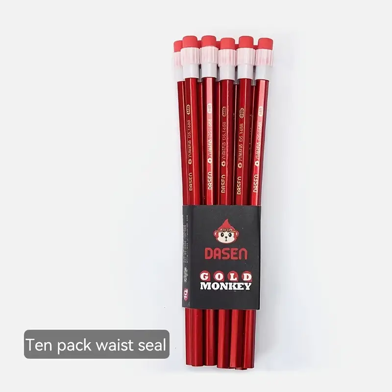 Hb Pencils With Red Barrels And Large Erasers. Hexagonal - Temu