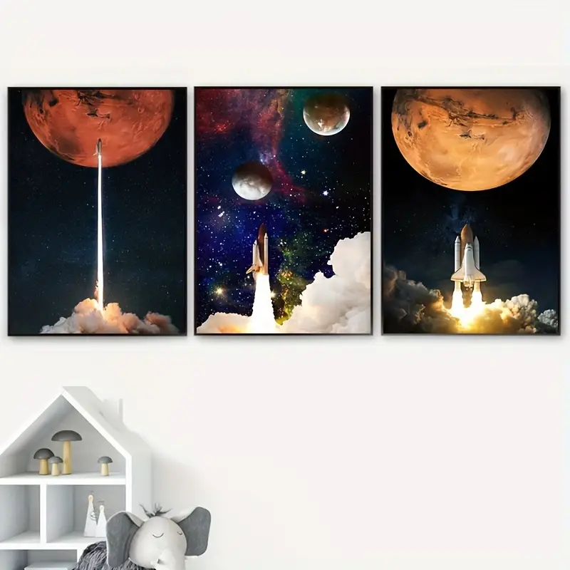 Cosmos Planet Spaceship Astronaut Canvas Poster Scientific - Temu