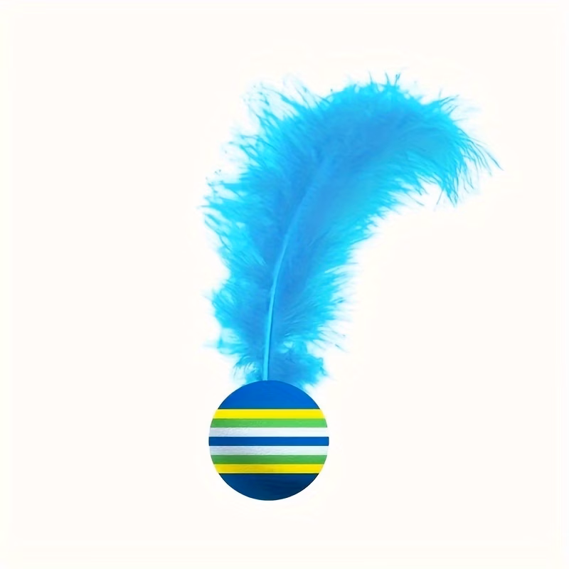 1 3 5 pack toy balls ow colored balls with artificial feathers indoor inte cat toys feline play Product details 5