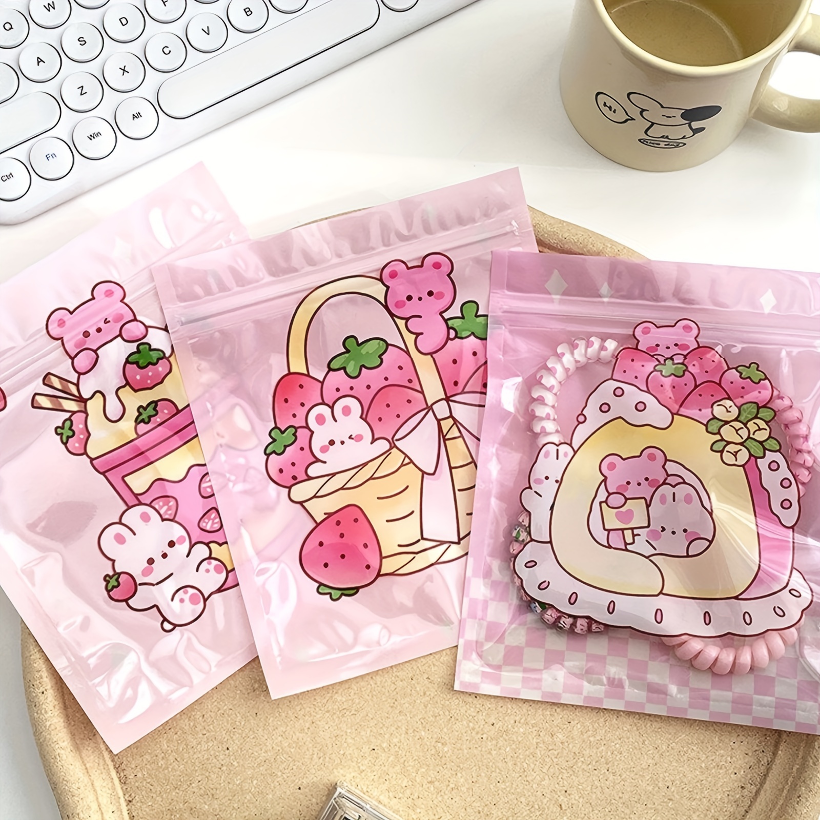 Cute Cartoon Pattern Reusable Clear Ziplock Plastic Packaging Bags Food Tea  Jewelry Candy Snack Pouches