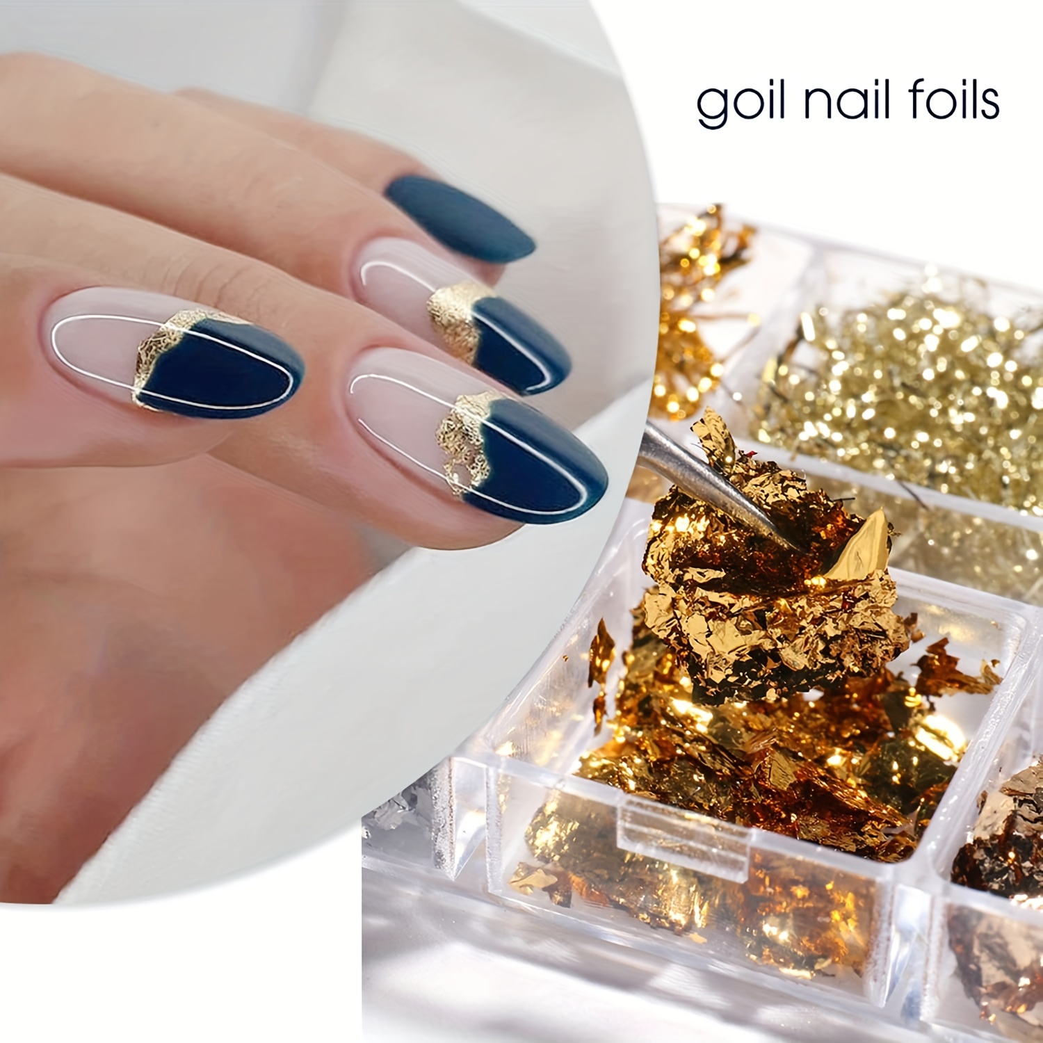 Foil Nail Silver Net Line Nail Foil Gold Mesh Nail Flakes - Temu