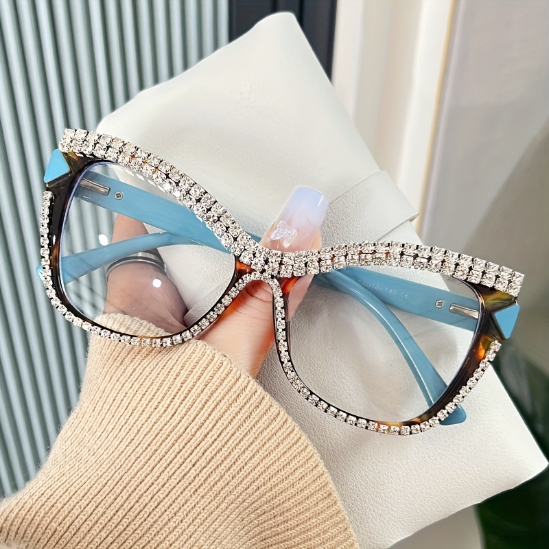 Rhinestone Cat Eye Clear Lens Glasses Large Party Favors - Temu