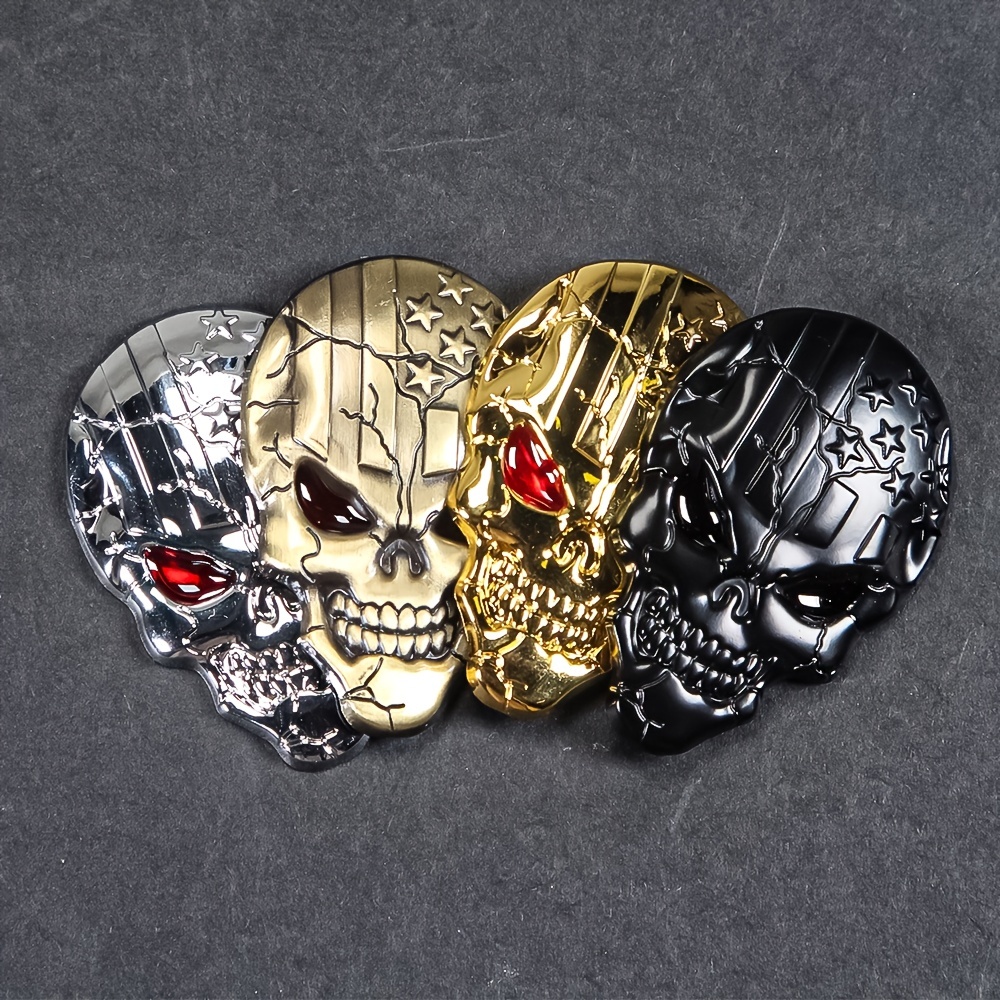 3D Metal Skull Sticker Logo Badge Emblem Stickers Fit Car Truck Motorcycle  Automobile Fashion Styling Stickers Accessories