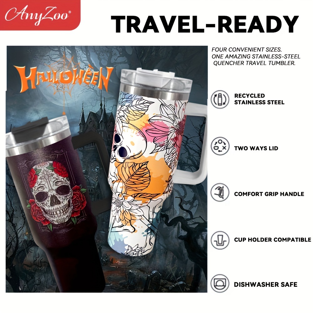 40oz Halloween with Scary Pumpkin Tumbler, Straw & Handle - Perfect for  Car, Home & Office Use - Birthday Gift Idea! in 2023