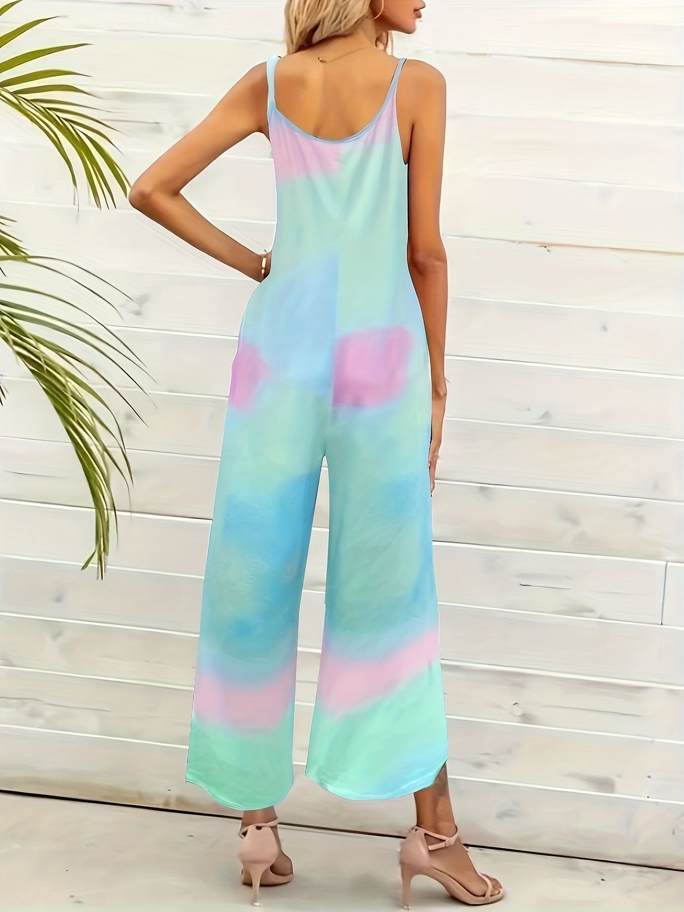 Boho Tie Dye Wide Leg Cami Jumpsuit for Women