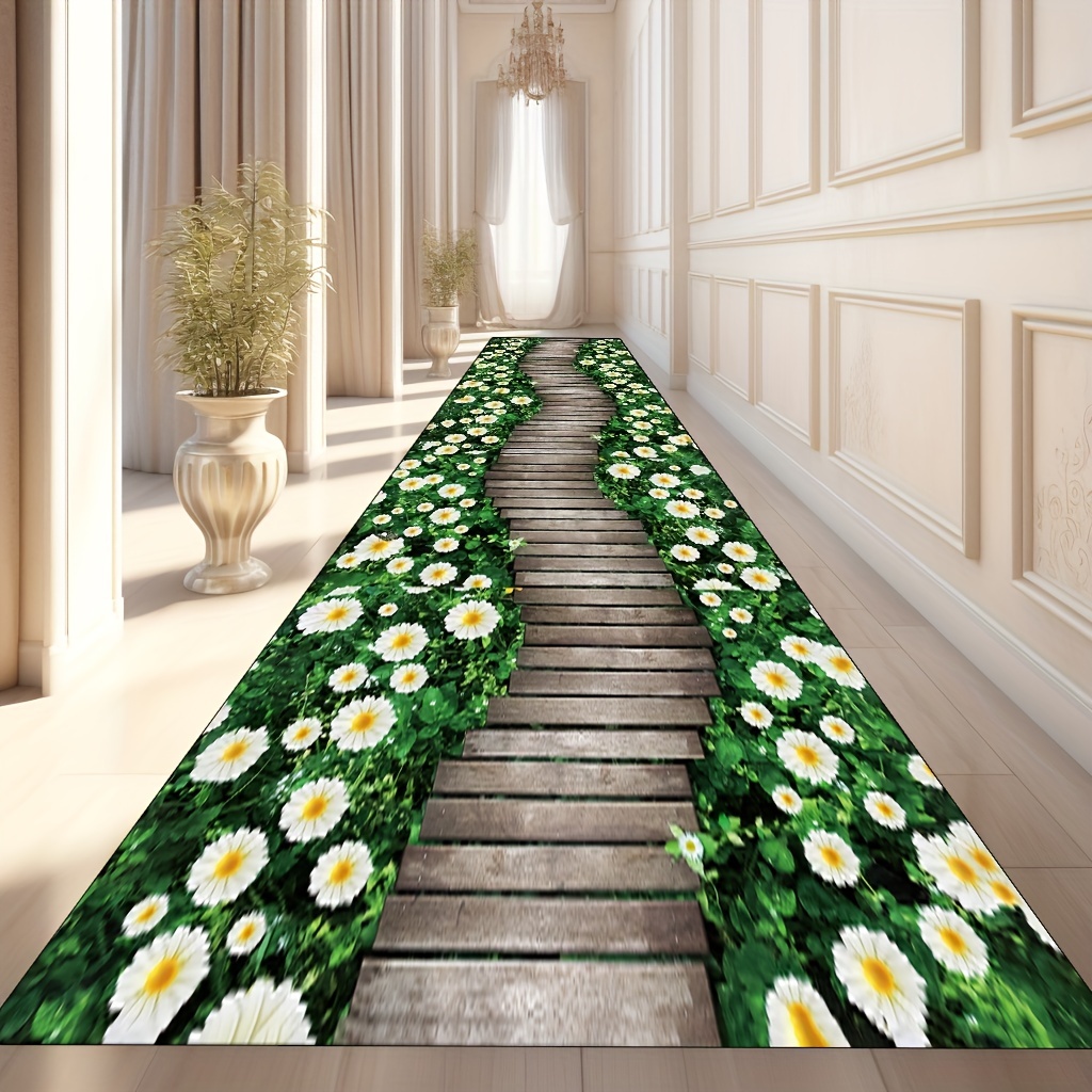 1 Stück einfacher Teppich mit Blumen- und Brückenmuster, weiche