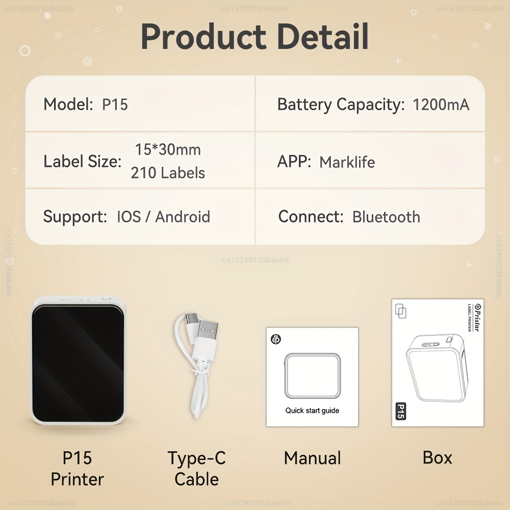 Stampante termica per etichette Bluetooth P15 Mini etichettatrice