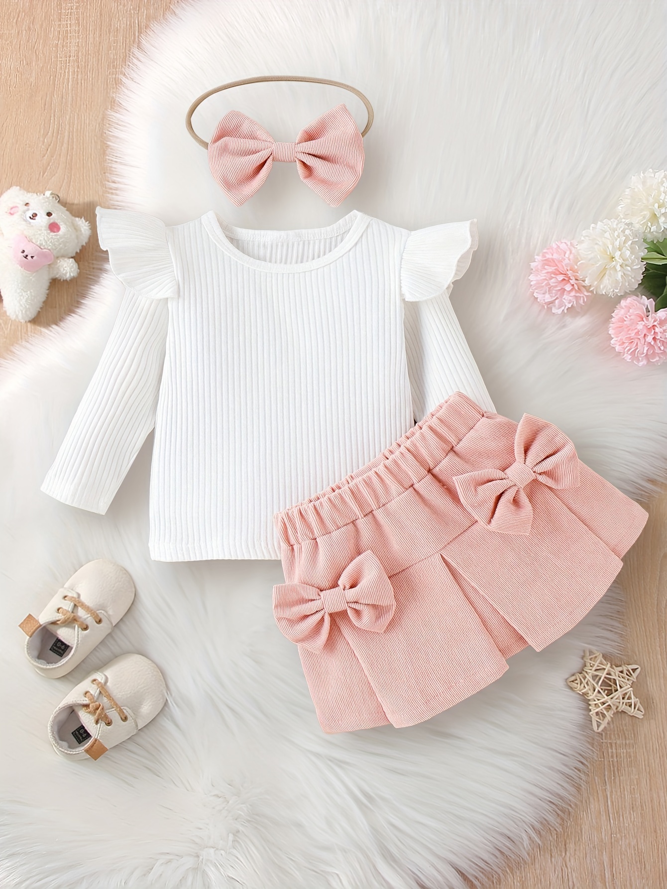 Ruffle T popular Shirts + Skirt with Headband for Baby Girl