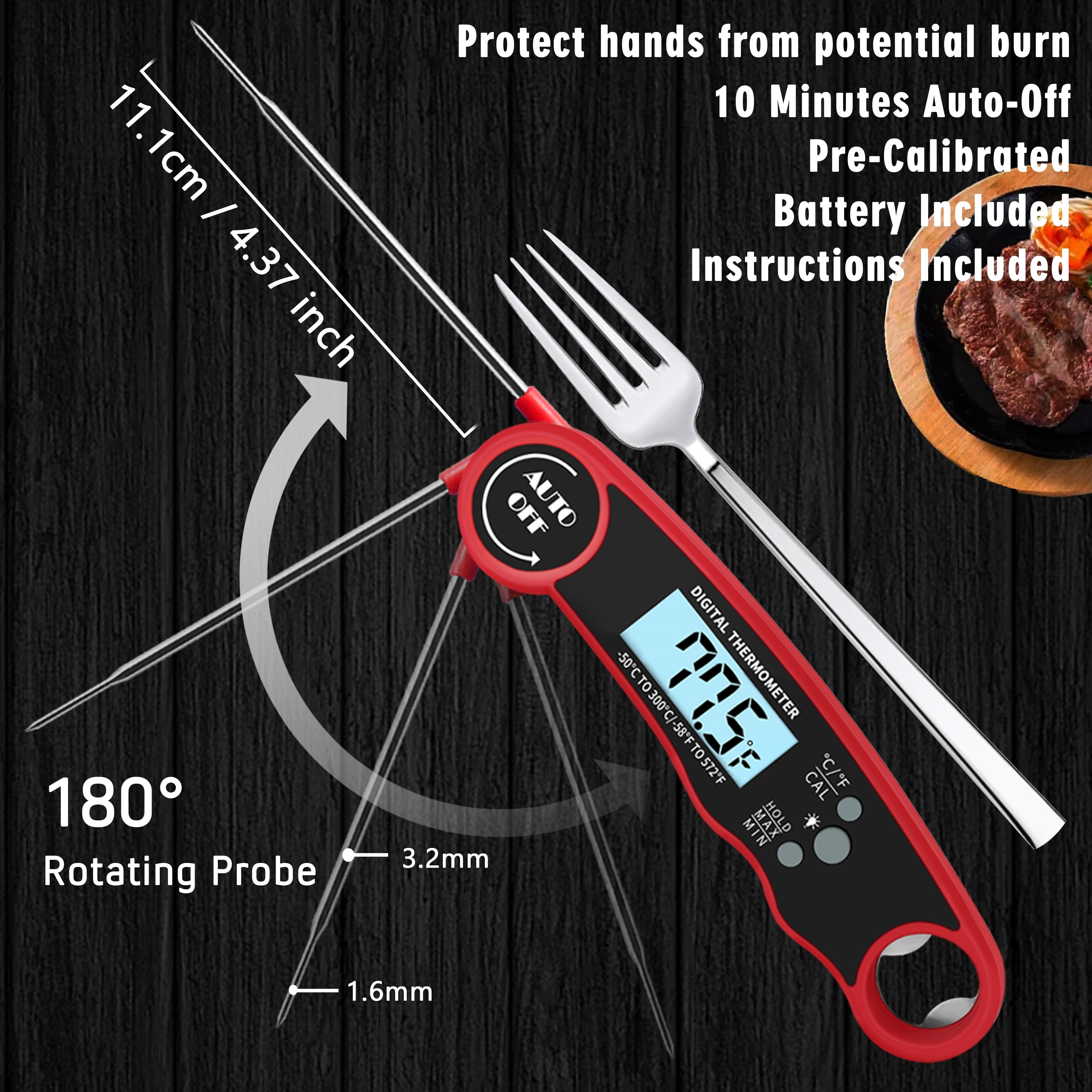 Meat Thermometer Food Thermometer Digital Meat Thermometer Instant Read Meat  Thermometer Bbq Fork Digital Food Thermomete For Cooking Grilling Digital  Thermometer Barbecue Meat Thermometer Fork With Digital Lcd Kitchen  Accessaries - Temu