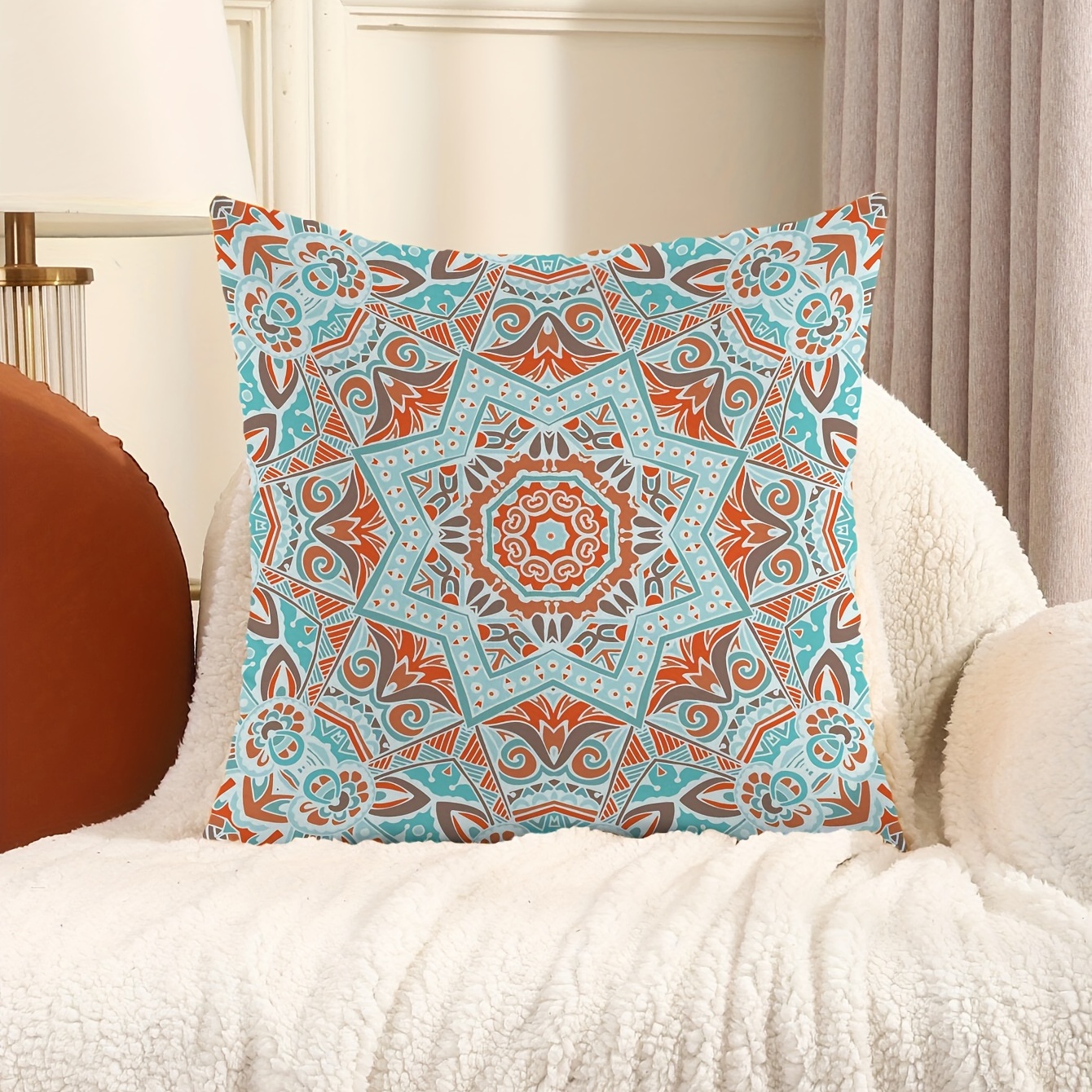 Geometric Square Throw Pillow Covers Boho Style Velvet - Temu