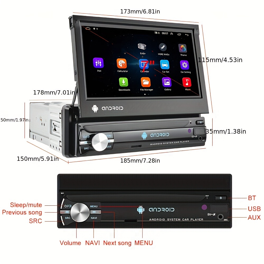Comprar Android 10.1 Car Stereo with GPS WiFi, Single Din Flip Out