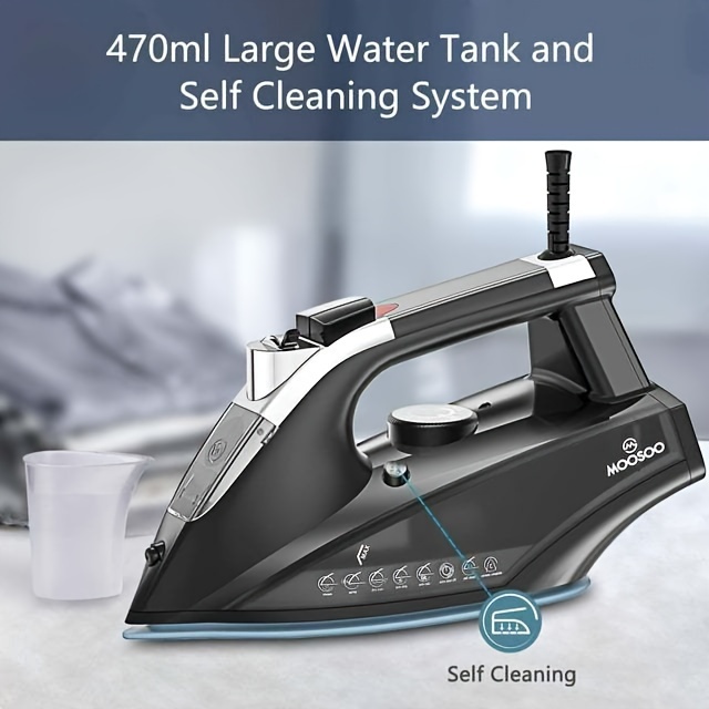MOOSOO Steam Iron 1800W Professional Iron for Clothes Lightweight Anti-drip Iron with Auto-Off