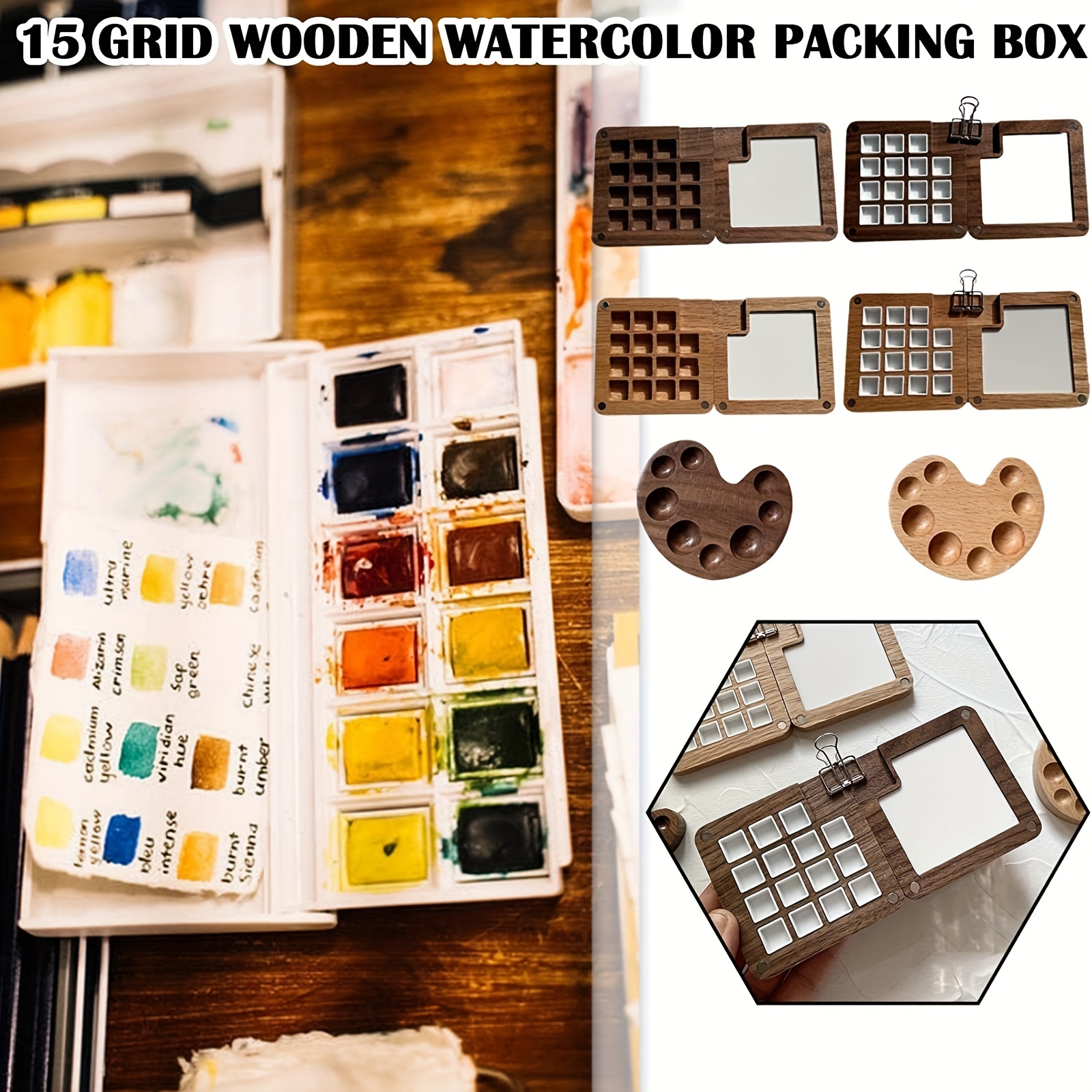 Portable Sketchbook Watercolor Paint Wooden Painting Box Travel