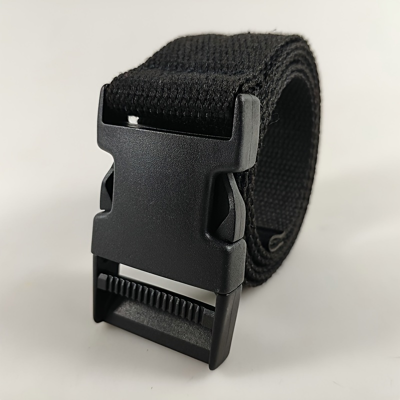 Black Casual 1pc Belt, Men's Imitation Nylon Belt Canvas Without Metal Plastic Buckle Outdoor Sports Woven Colors Work Belt,Temu