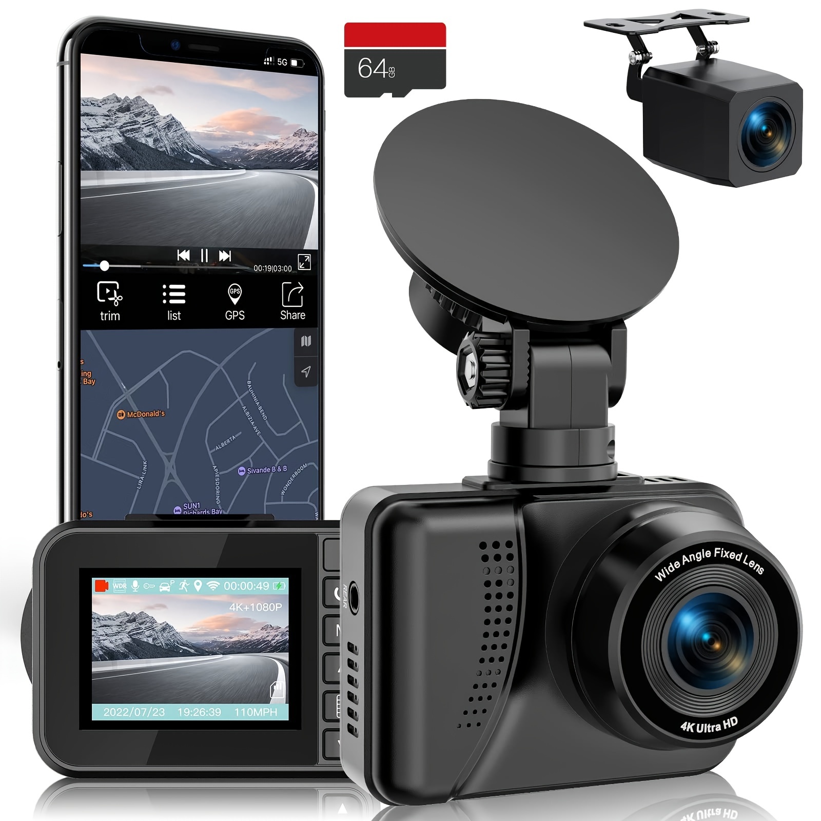  Dash Cam Built in WiFi Car Dashboard Camera Recorder
