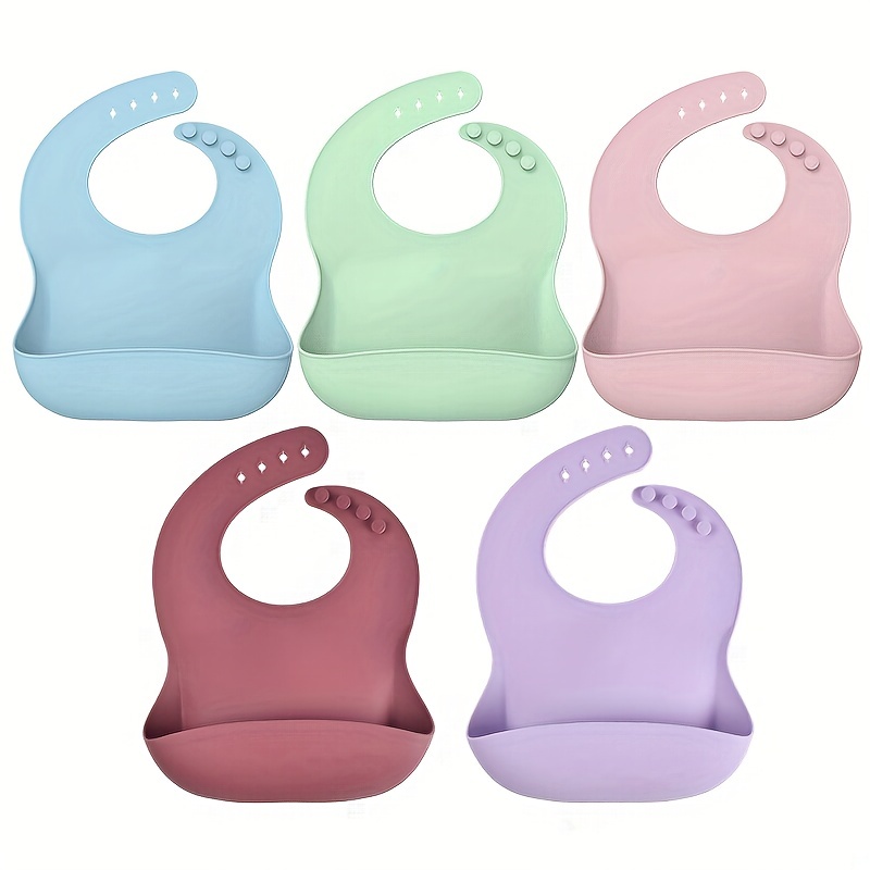 PandaEar (3 Pack) Cute Silicone Baby Bibs for Babies & Toddlers (10-72  Months) Waterproof, Soft, Unisex, Non Messy (Brown/Blue/Green)