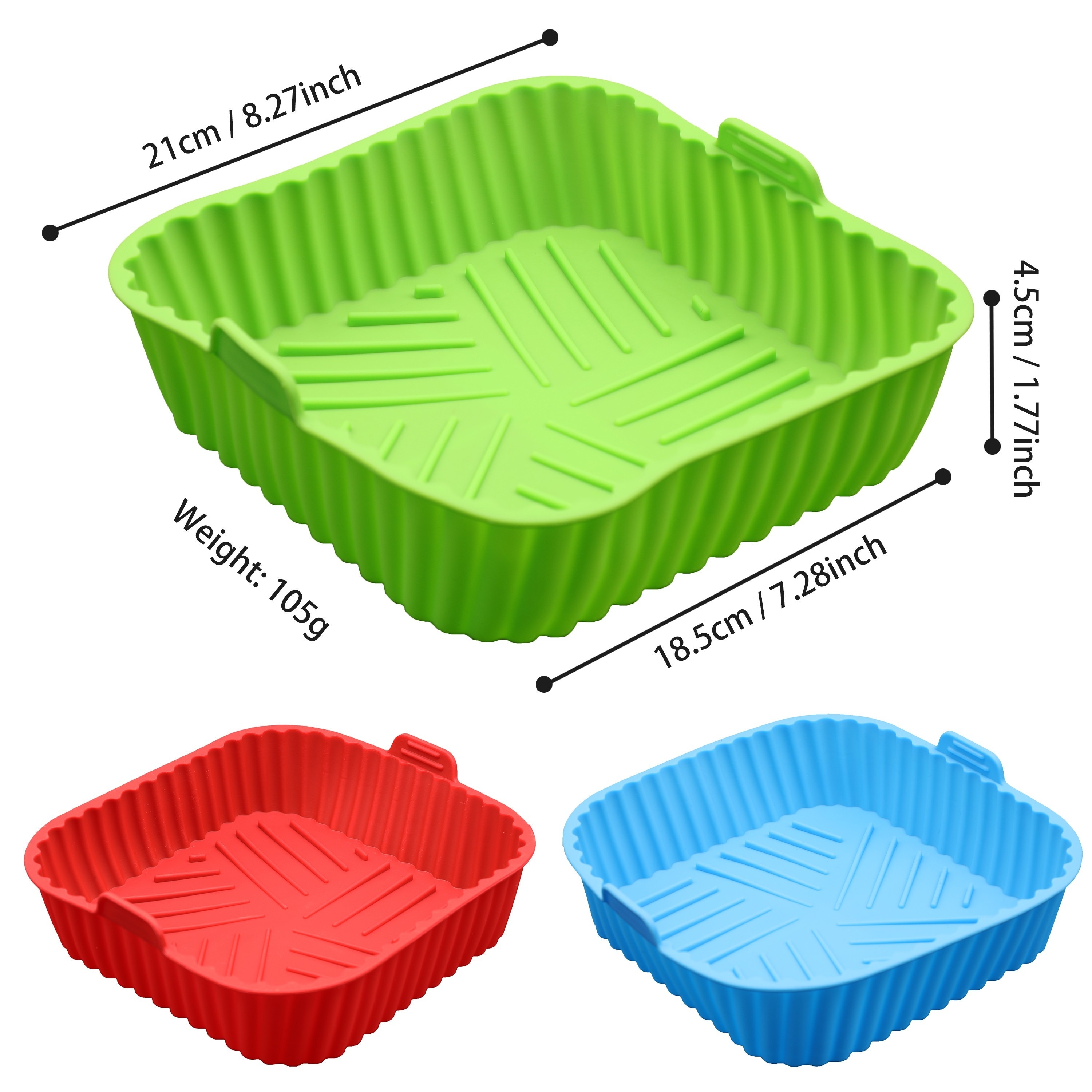 Air Fryer Silicone Liners, 8'' Square 4 to 8 QT Food Grade Heat Resistant  Reusable Airfryer Silicone Liners Inserts Baskets Accessories with Mitts  for