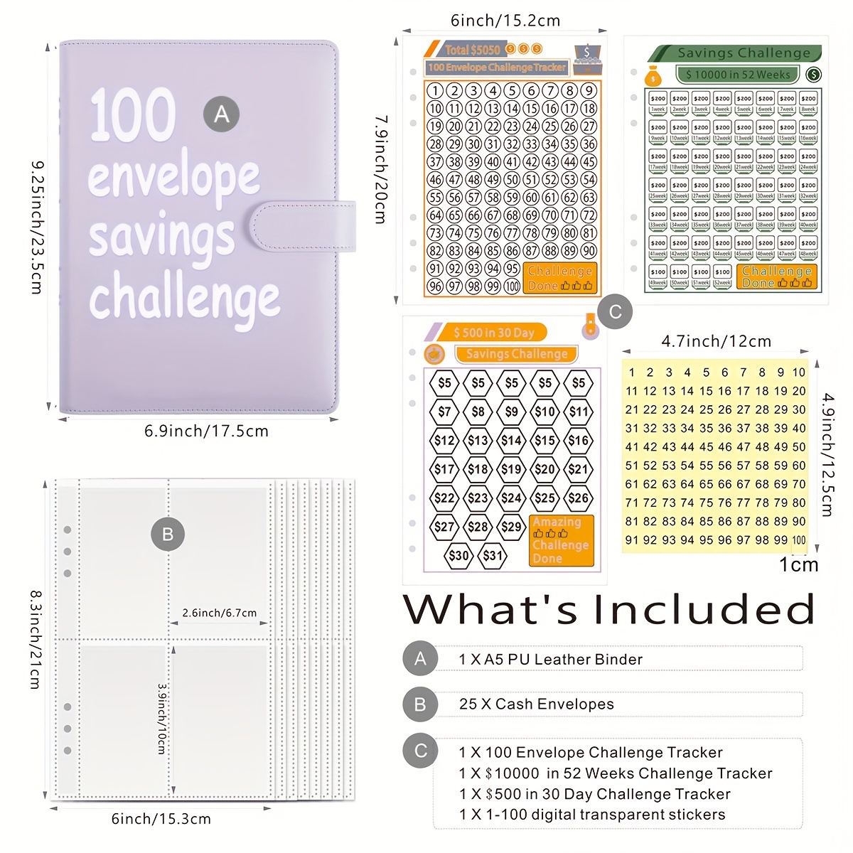 Carpeta del desafío de 100 sobres, carpeta de nuevos desafíos de