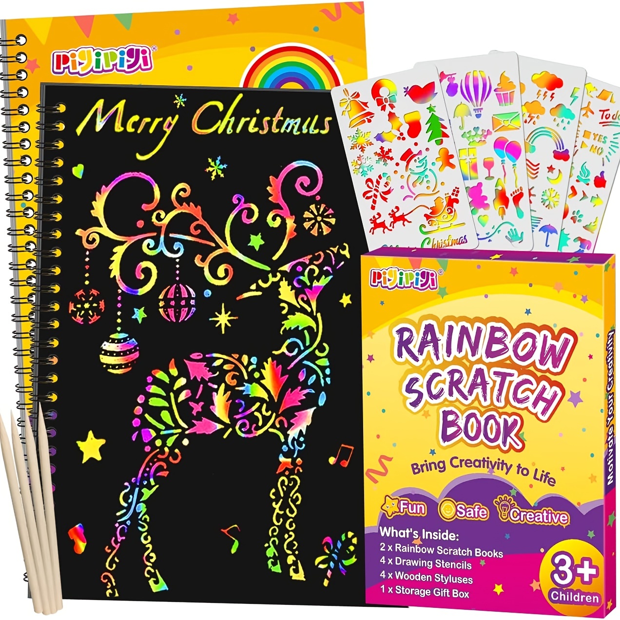 Rainbow Scratch Off Notebooks Paper Art Set 2 Notebooks Each - Temu