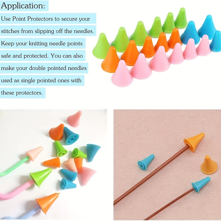 30 Pcs Colorful Knit Knitting Needles Point Protectors 2 Sizes Needle Tip  Stoppers for Knitting Craft,Quilting, DIY Art and Sewing