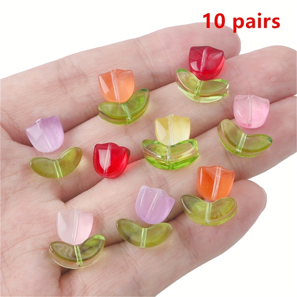 Charms Beads or Spacers 5 Multicolor Flowers For Bracelets Necklaces Etc.  New