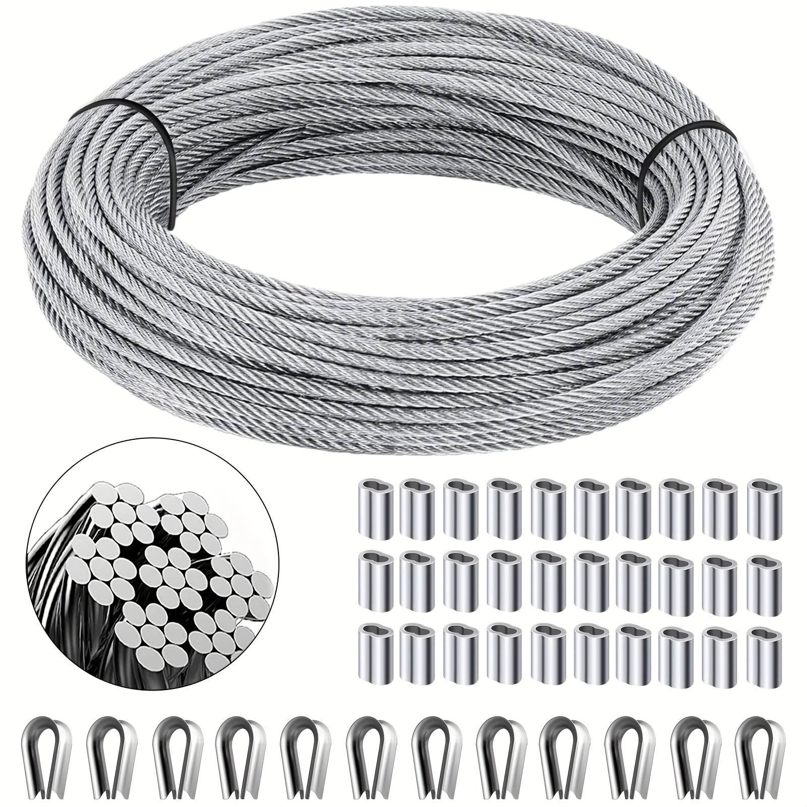 String Light Hanging Kit, 1/8inch Cable Wire, 98ft Coated Wire Rope With  Turnbuckles And Hooks For