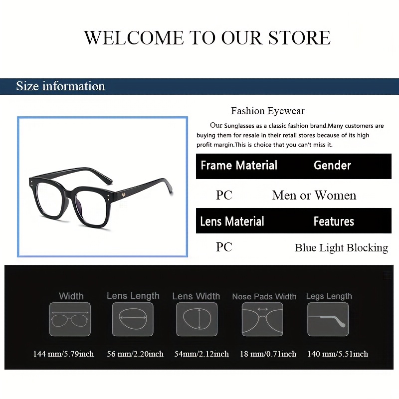 Light Blocking Square Glasses Women Men Reading Computer Gaming