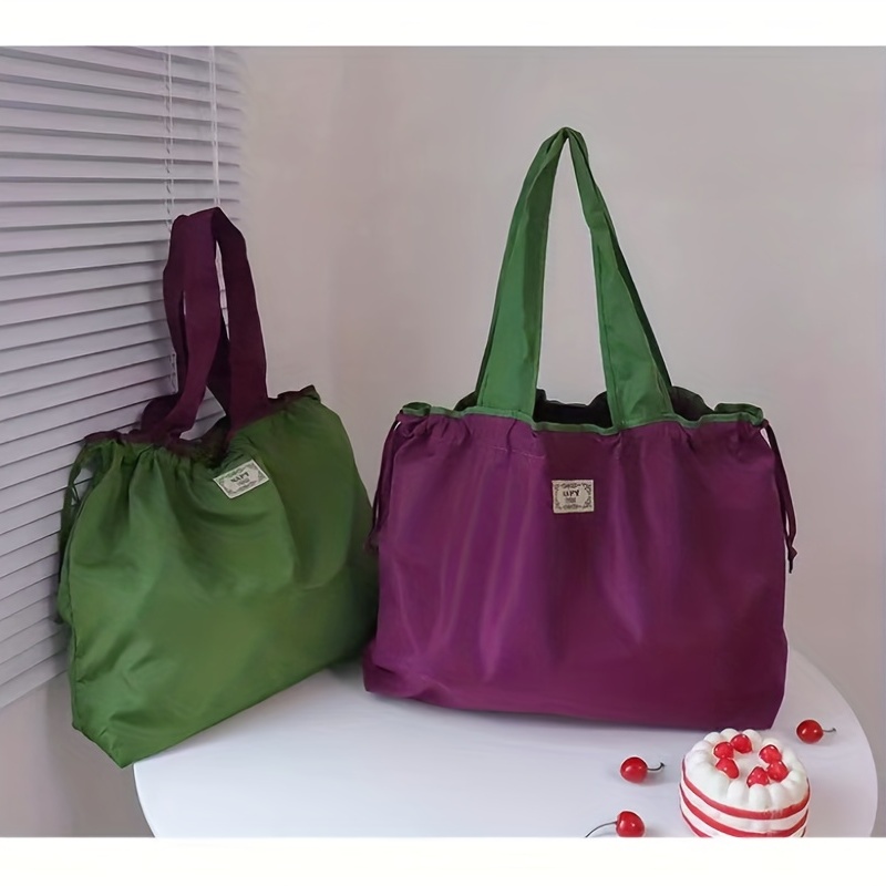 Large Capacity Reusable Grocery Bag Foldable Drawstring Storage Bag