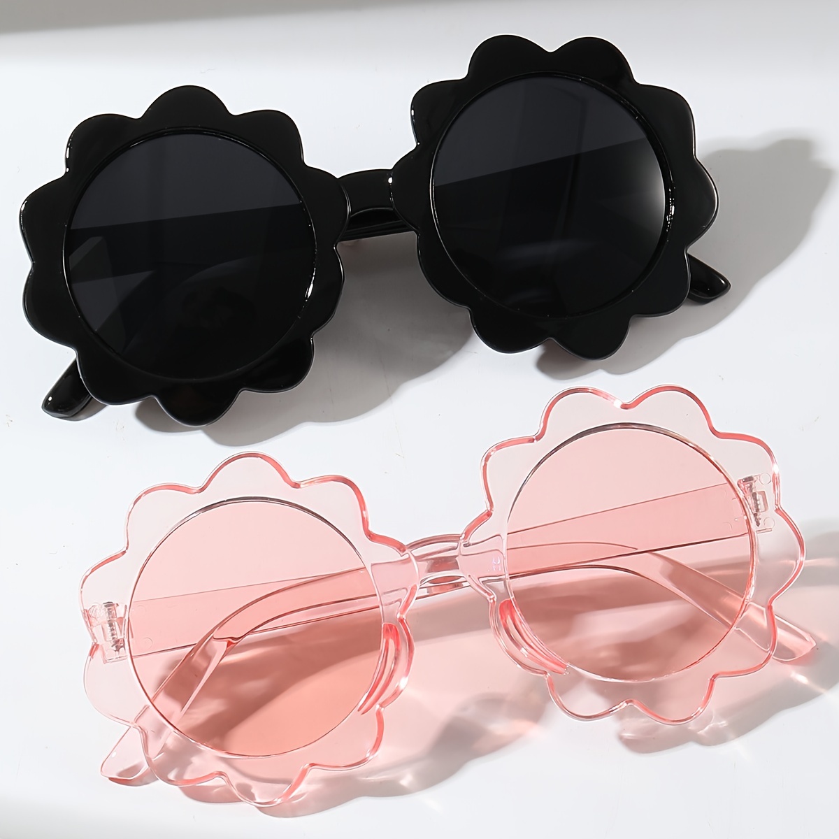 

2pairs, Beautiful Adorable Simple Versatile Flower Round Frame Fashion Glasses Set, For Boys Girls Outdoor Sports Party Vacation Travel Supplies Photo Props, Stage Performance Accessories