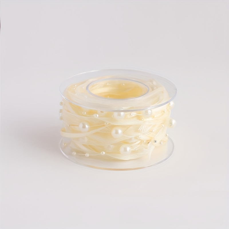 Artificial Bead Pearl Ribbon Chiffon Ribbon And Organza Lace - Temu