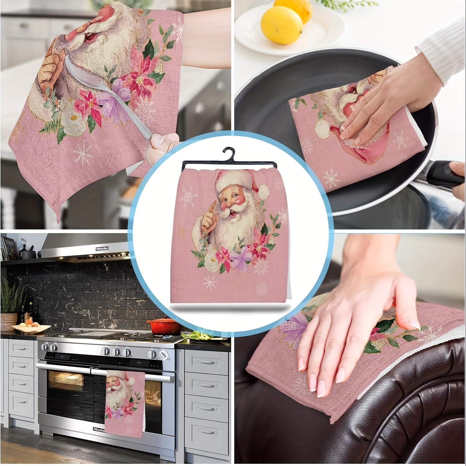 Pink christmas kitchen discount towels