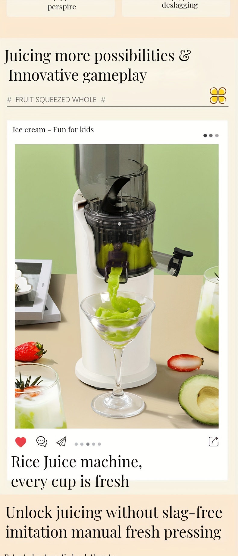 Slow Electric Juicer Machine, 90Mm Large-Caliber Slag Juice