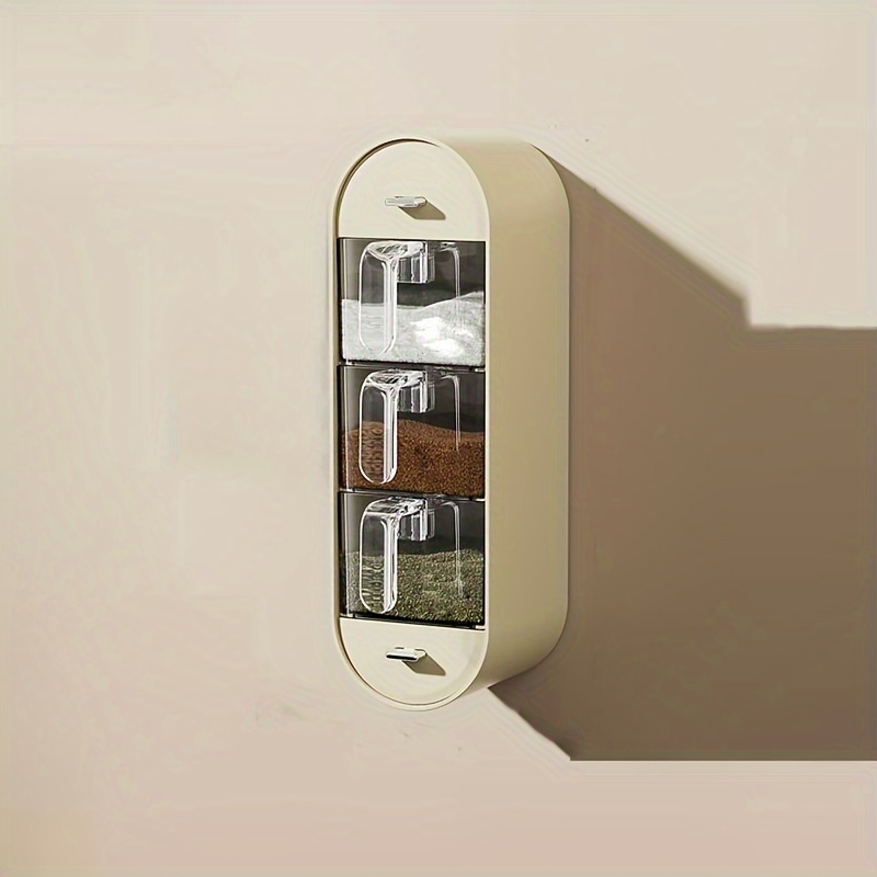 Image of 1pc Combination Seasoning Partition Wall Mounted Spice Box Household No Punching Kitchen Seasoning -piece Multi-grid Seasoning Box Storage Box Wall-mounted Seasoning Jar
