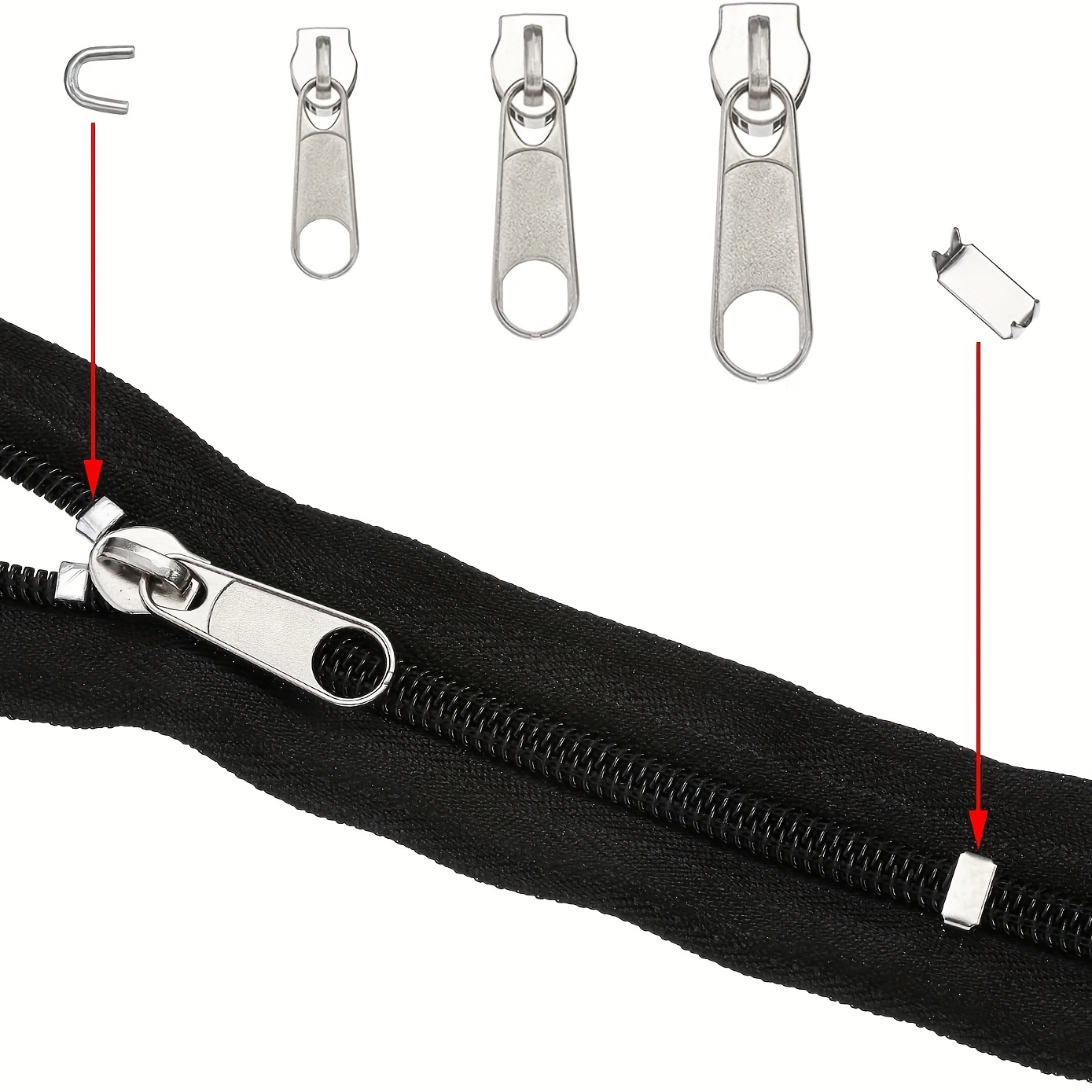 Meetee 50/100Pcs Non-slip Metal Zipper Stopper End Locks for 3# 5# 8# 10#  Nylon Zippers DIY Instant Fix Zip Repair Replacement
