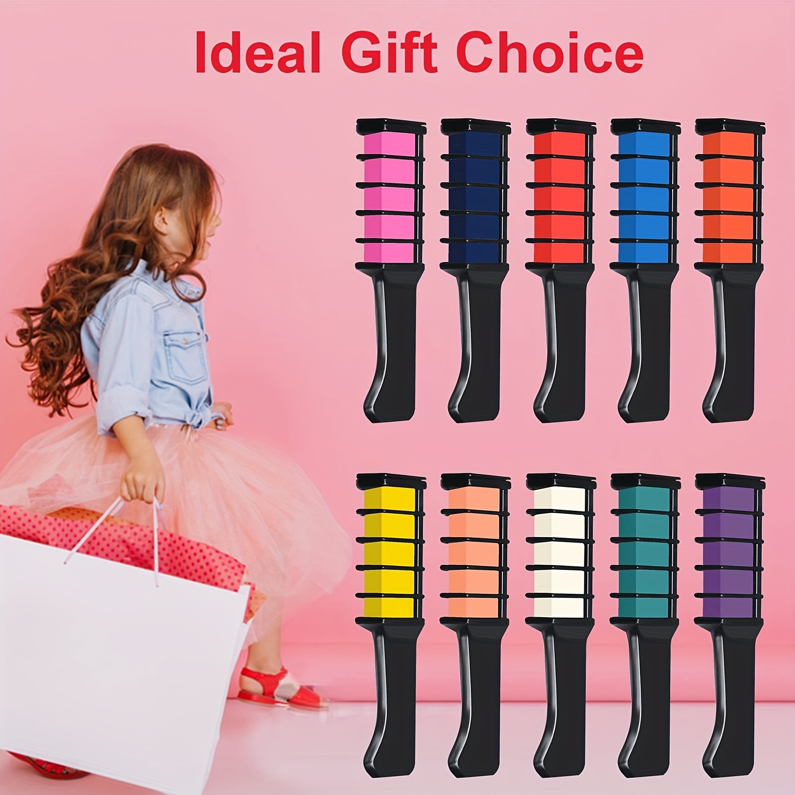 10 Color Hair Chalk for Girls Makeup Kit -New Hair Chalk Comb Temporary  Washable