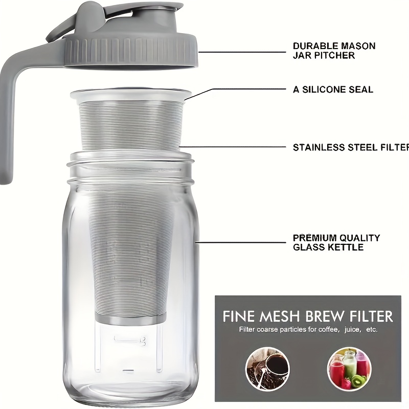 Cold Brew Coffee Maker Pitcher Wide Mouth Glass Mason Jar - Temu