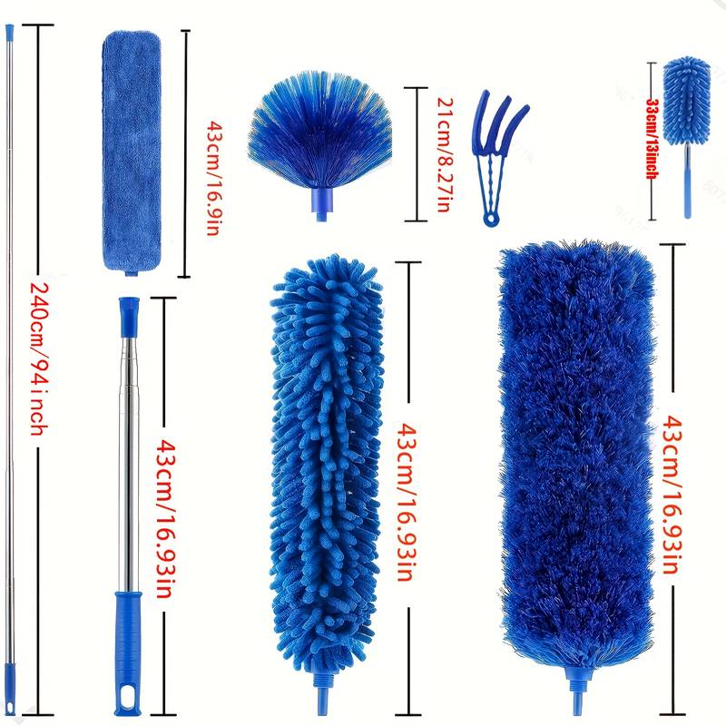 Perche Télescopique De Nettoyage 6 M - Kit Avec Brosse Microfibre, Tête Pour Toiles D'araignée - Pour Plafonds, Fenêtres, Toiture