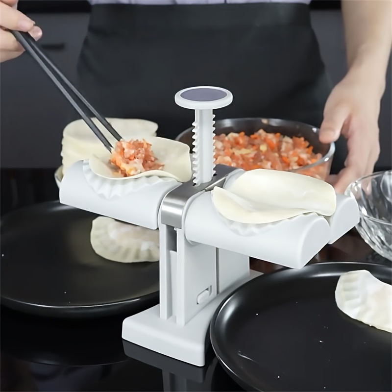 [New 2023] Home Automatic Dumpling Maker Machine Press Double Head,  Dumpling Wrapper Easy-Tool Dumpling Skin Maker Molds, Wrap Two At A Time