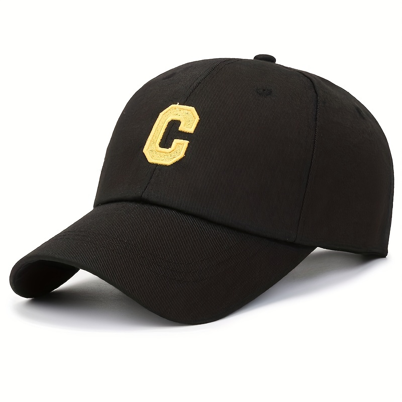 C Label Baseball Cap Cotton Solid Adjustable Sports Hat Outdoor Sunscree
