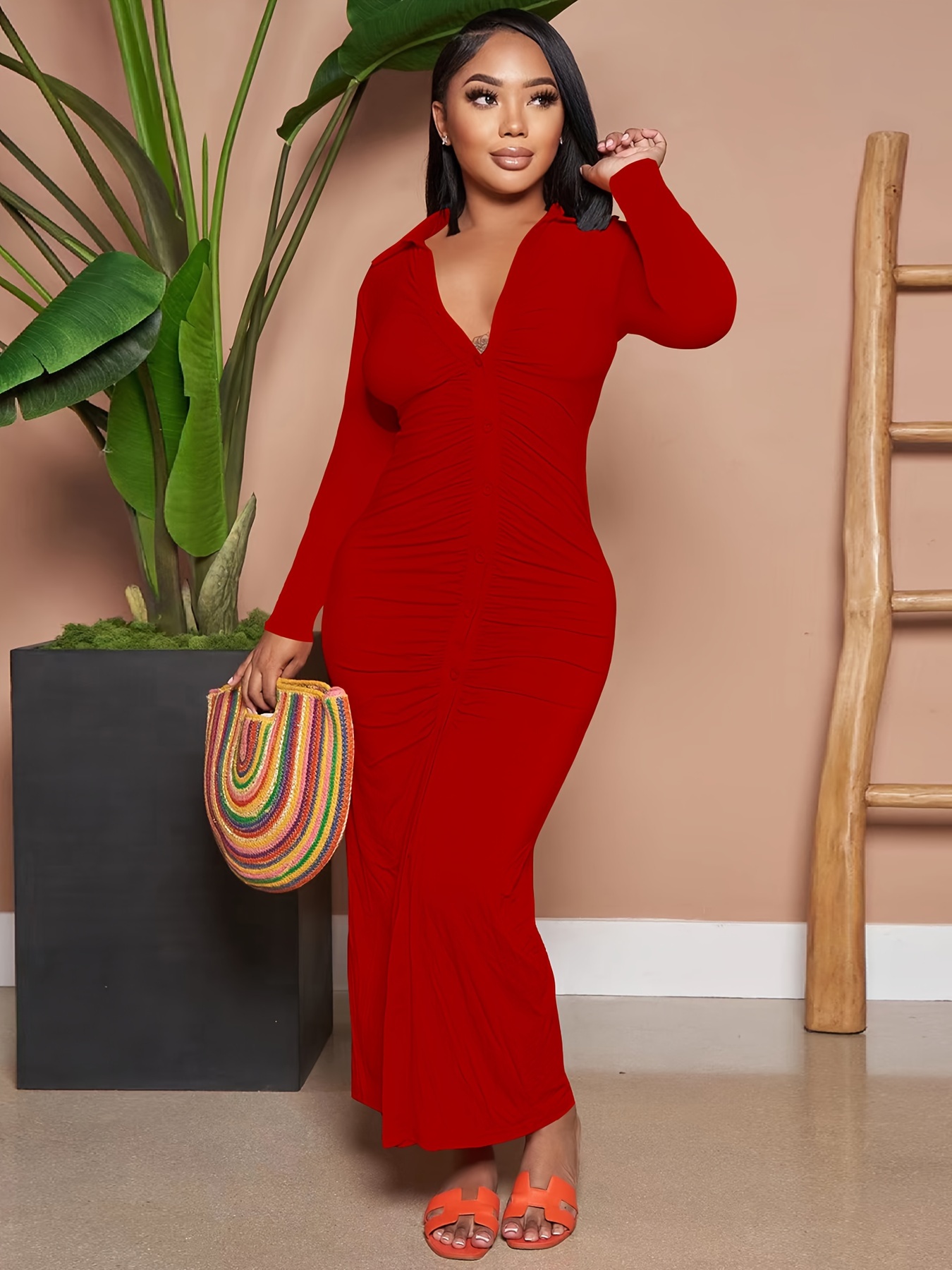 Red maxi dress store casual