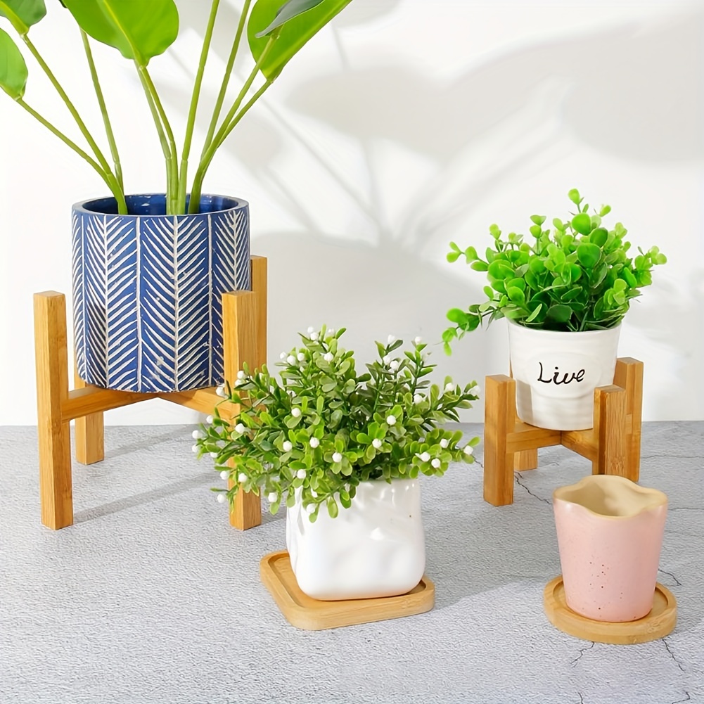 Mini tabouret rond surélevé en bois, socle pour pots de fleurs, café, thé,  Style japonais